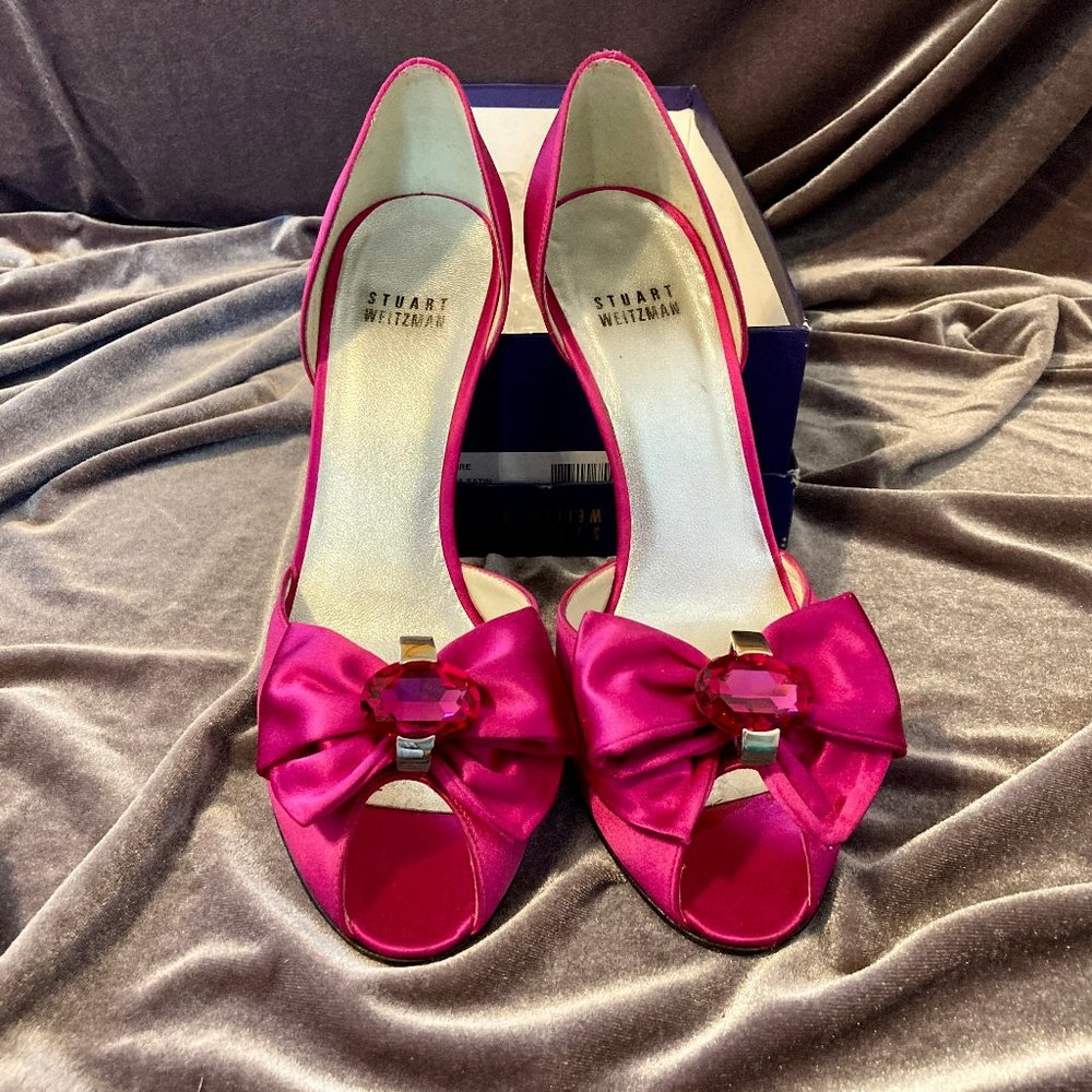 Stuart Weitzman Fuschia Peep Toe Heels
